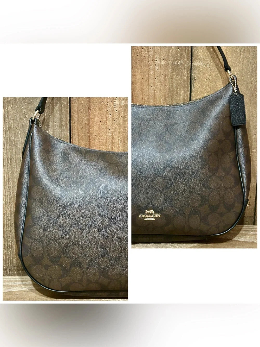 Coach. 5 Piece. Signature Zip Bag & Free Wallet, Glasses/Case, Scarf & Dust Bag. - Picture 10 of 16